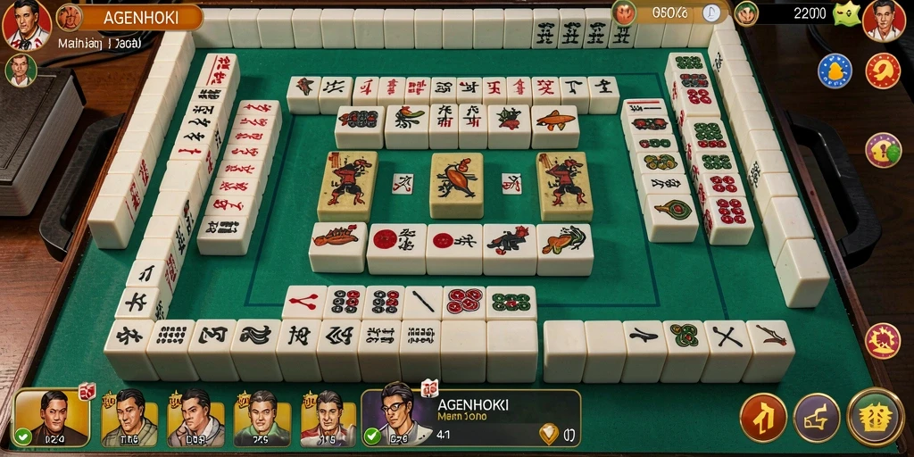 Tampilan gameplay seru AGENHOKI dalam aksi Mahjong.
