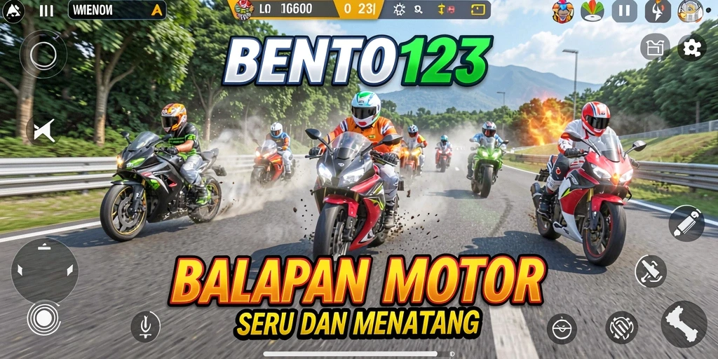Gameplay seru BENTO123 dengan balapan motor yang menegangkan.