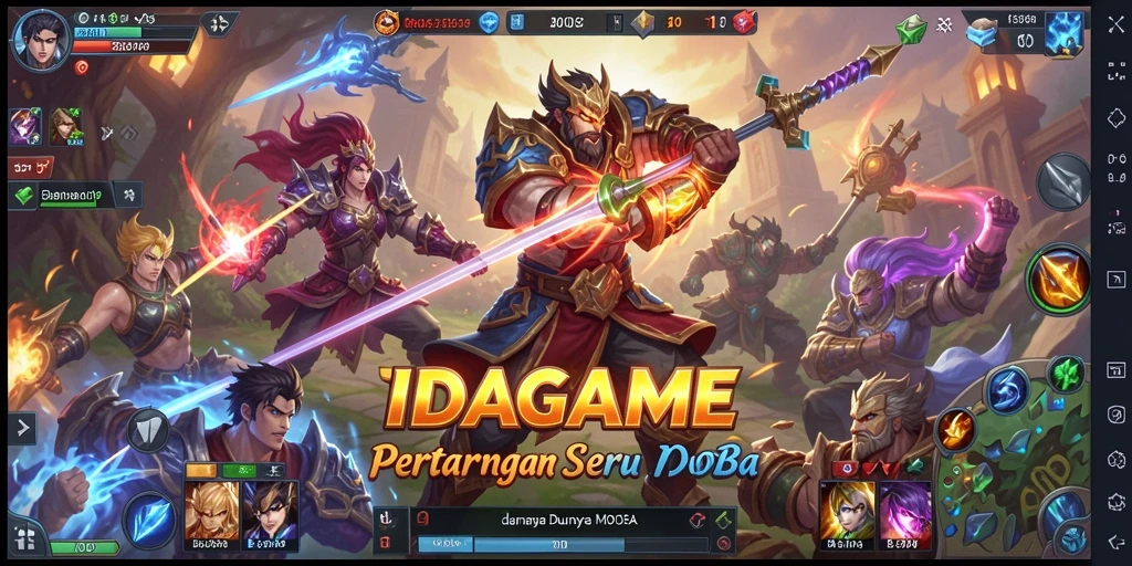 Tampilan gameplay seru dan aksi mendebarkan di arena MOBA.