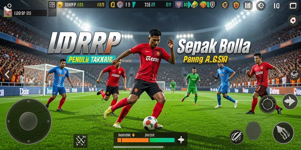 Screenshot IDRRP yang menunjukkan aksi sepak bola yang mendebarkan.