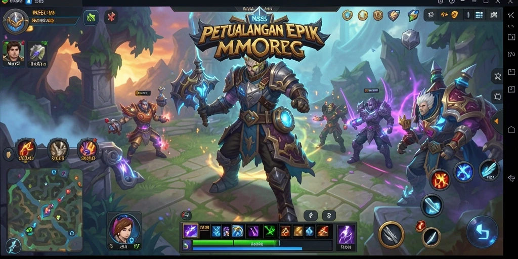 Gameplay <strong>INS55</strong> yang penuh aksi dalam dunia MMORPG yang luas.