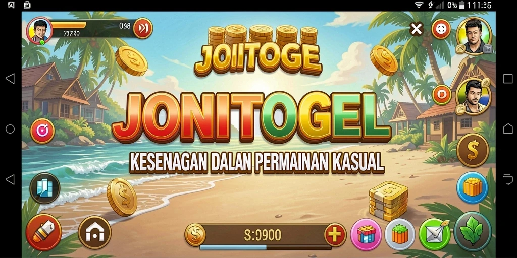 Tampilan utama gameplay JONITOGEL yang menarik dan penuh warna.