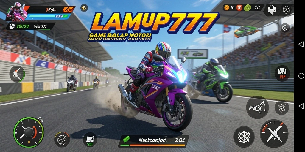 Tampak seru gameplay balap motor LAMPU777 yang penuh aksi.