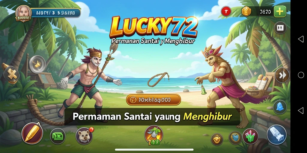 Tampilan gameplay LUCKY72 yang ceria dan menghibur.