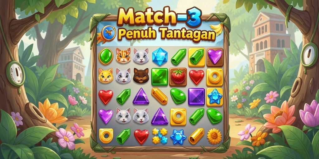 Tangkapan layar menunjukkan gameplay seru dari MT966 dengan elemen Match-3.