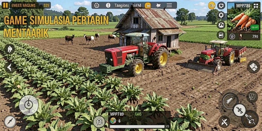 Gameplay <strong>MVP789</strong> yang menampilkan pertanian yang aktif dan seru.
