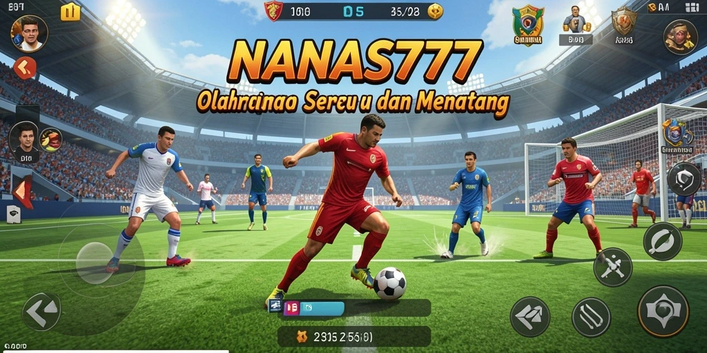 Tangkapan layar menunjukkan gameplay seru dari NANAS777 di arena olahraga.