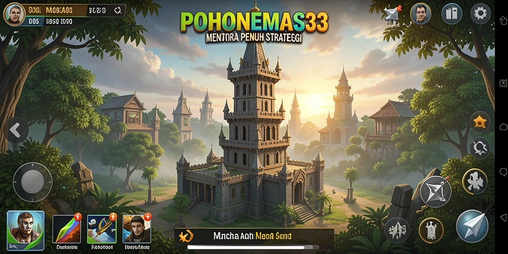 Tampilan gameplay seru dari POHONEMAS33 Tower Defense.