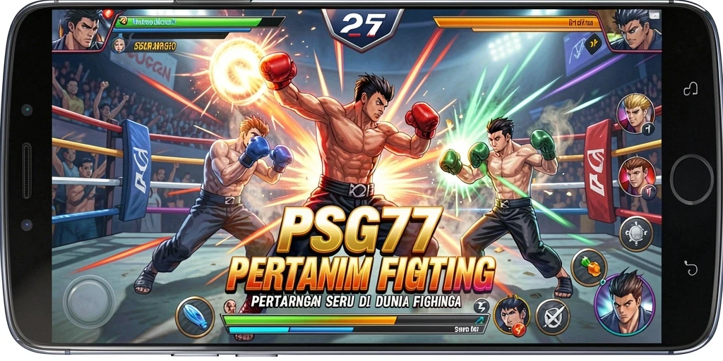 Tampilan gameplay PSG77 menampilkan pertarungan yang intens dan karakter menarik.