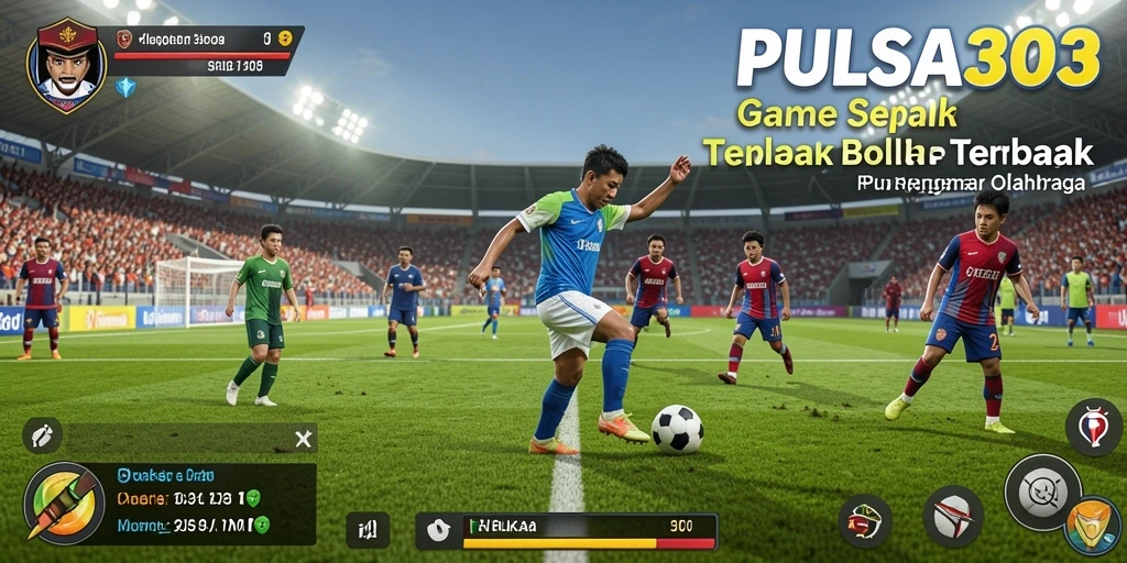 Tampilan gameplay seru dalam PULSA303 dengan aksi sepak bola yang mendebarkan.
