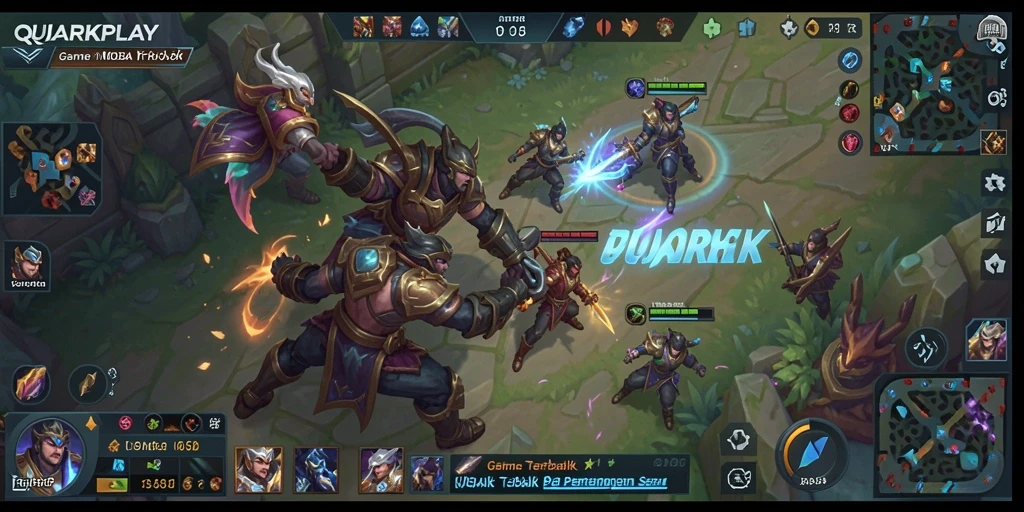 Screenshot menampilkan aksi seru dalam game MOBA QUARKPLAY.