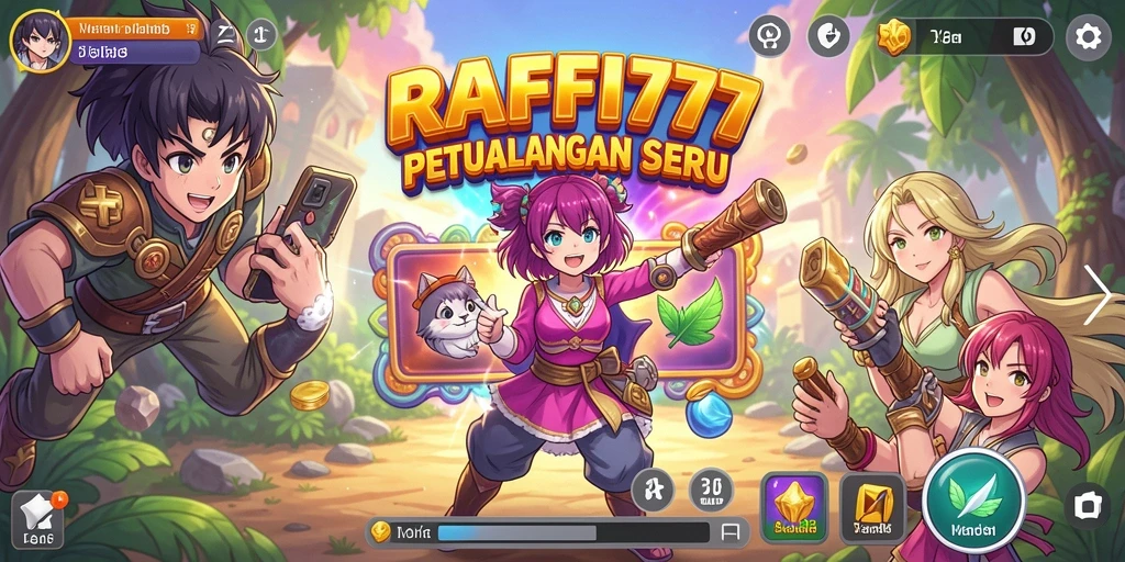 Tampilan aksi dramatis dari karakter anime dalam gameplay RAFFI777.