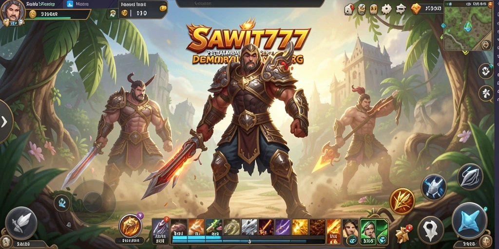 Gameplay SAWIT777 menunjukkan pertarungan seru antar karakter di dunia yang luas.