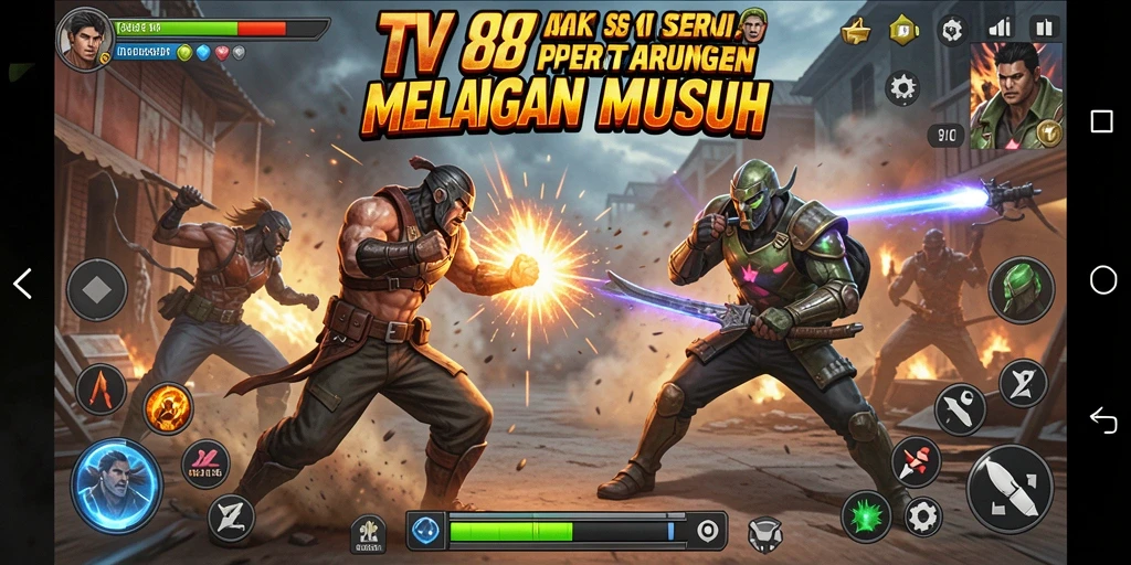 Gameplay seru TV888 dengan aksi pertarungan yang menegangkan.